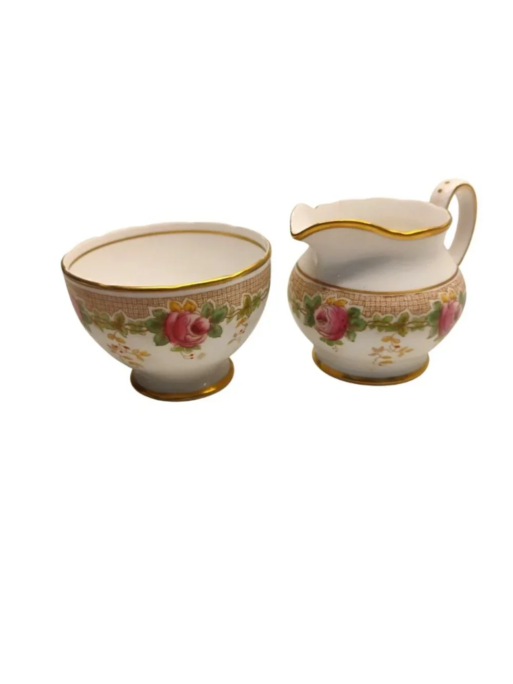 Vtg Collingwoods England Pink Rose Sugar Creamer Pitcher Set